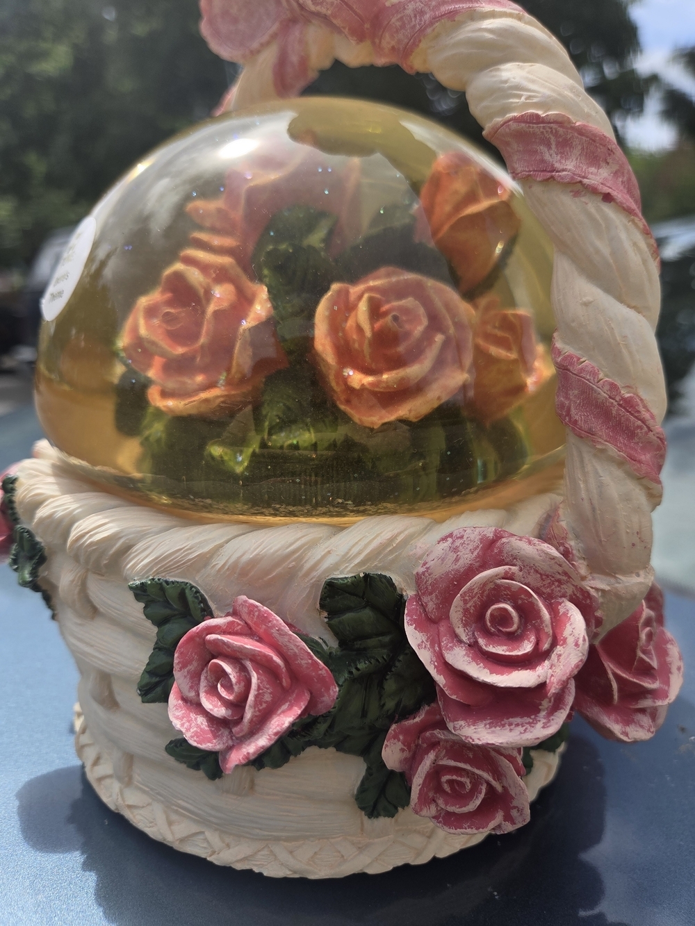 Floral Snow Globe - Pink and Cream Home Art - Picture 7 of 9
